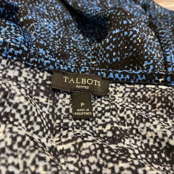 Talbots Speckled Side Scrunch Ruchwd 3/4 Sleeve Knee Length Dress Blue Sz P/S - Picture 5 of 8